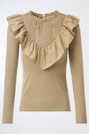 Lace Neckline T-shirt - Green