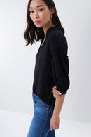 Ruffle Detail Blouse - Black