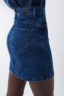 Secret Glamour Denim Mini Skirt - Mid Wash