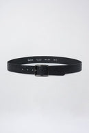 Crocodile Effect Leather Belt - Black