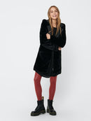 Long Faux Fur Hood Jacket - Black