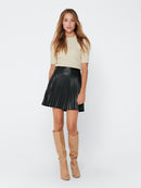 Twix Pleat Faux Leather Skirt - Black