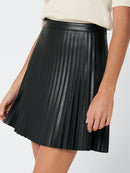 Twix Pleat Faux Leather Skirt - Black