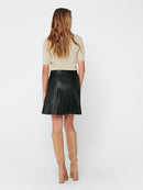 Twix Pleat Faux Leather Skirt - Black