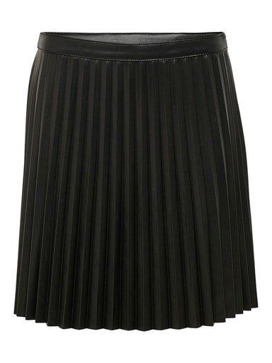 Twix Pleat Faux Leather Skirt - Black