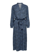 Pearl Long Sleeve Midcalf Dress - Black Print