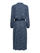 Pearl Long Sleeve Midcalf Dress - Black Print