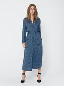 Pearl Long Sleeve Midcalf Dress - Black Print