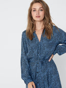 Pearl Long Sleeve Midcalf Dress - Black Print