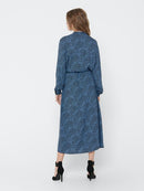 Pearl Long Sleeve Midcalf Dress - Black Print