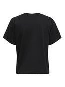 Mie Life Short Sleeve Print Top - Black