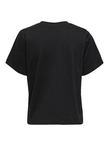 Mie Life Short Sleeve Print Top - Black