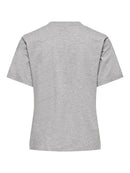Mie Life Short Sleeve Print Top - Light Grey Melange