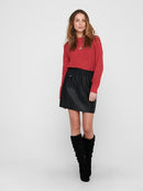 Shiny Round Neck Jumper - Cardinal