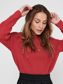 Shiny Round Neck Jumper - Cardinal