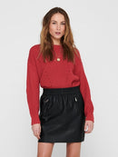 Shiny Round Neck Jumper - Cardinal