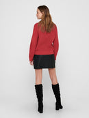 Shiny Round Neck Jumper - Cardinal