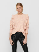 Shiny Side Frill Jumper - Old Rose