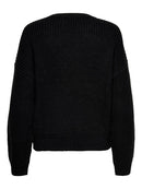 Shiny Round Neck Jumper - Black