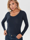 Ava Long Sleeve Top - Navy