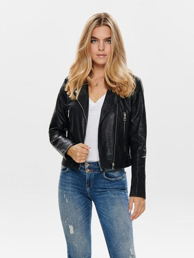 Faux Leather Jacket - Black