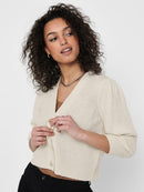Aida 3/4 Buttons Cardigan - Oatmeal