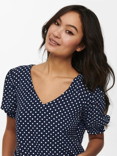 Piper Short Sleeve Smock Top - Sky Captain