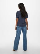 Piper Short Sleeve Smock Top - Sky Captain