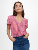 Piper Short Sleeve Smock Top - Geranium Pink
