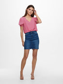 Piper Short Sleeve Smock Top - Geranium Pink