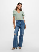 Piper Short Sleeve Smock Top - Blue Surf