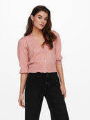 Aida 3/4 Buttons Cardigan - Rose Tan