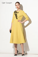 Leaf Detail Dress - Mustard