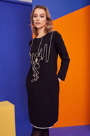 Ribbon Dress - Black/stone