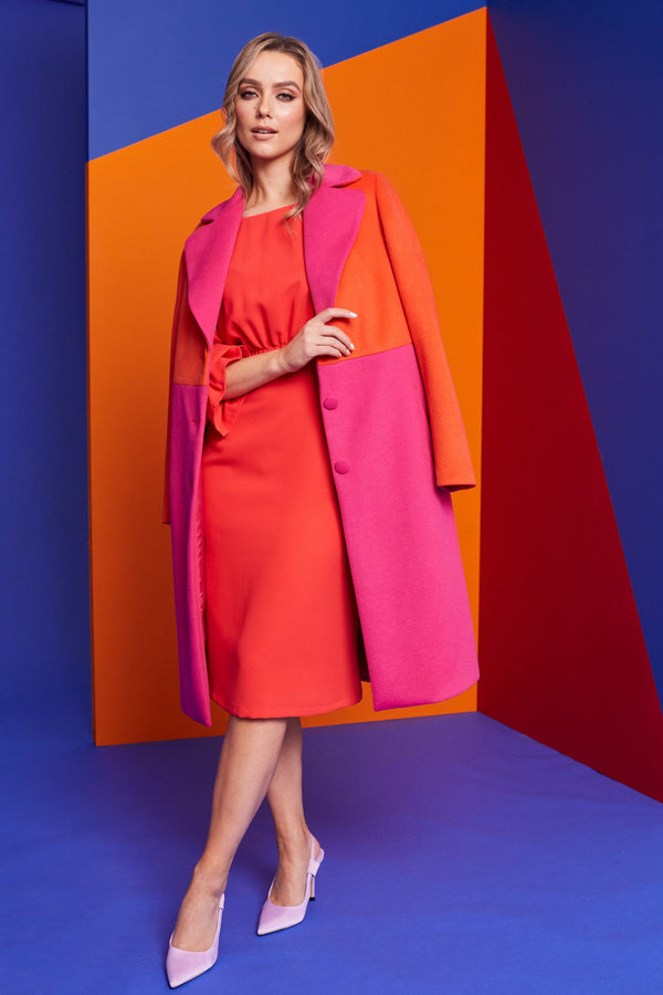 2 Tone Wool Coat - Bubblegum
