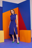Soft Gather Drape Dress - Royal Blue