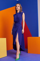 Soft Gather Drape Dress - Royal Blue