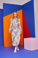 Print Gather Dress - Butter/black