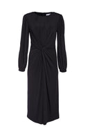 Plain Gather Dress - Black