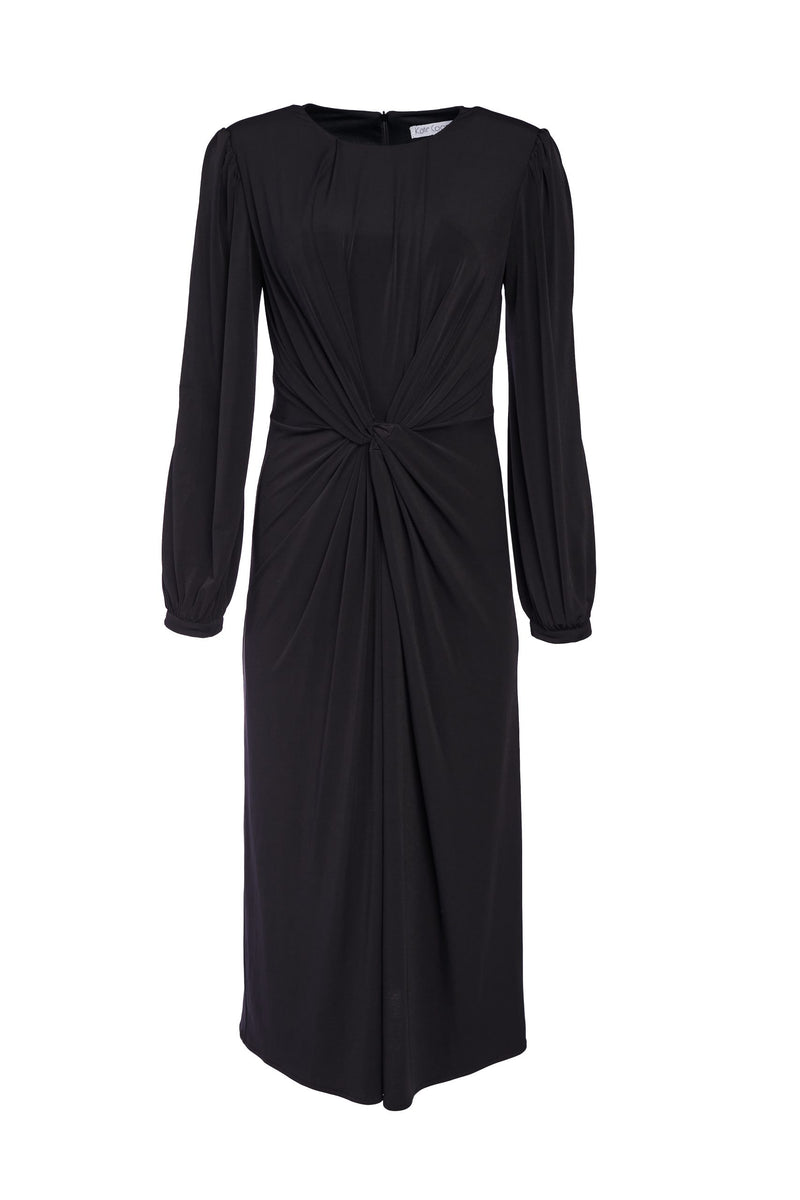 Plain Gather Dress - Black