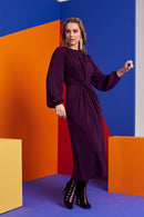 Plain Gather Dress - Berry