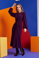 Plain Gather Dress - Berry