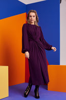 Plain Gather Dress - Berry