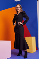 Puff Sleeves Dress - Black