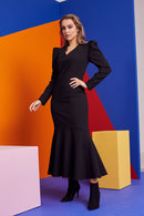 Puff Sleeves Dress - Black