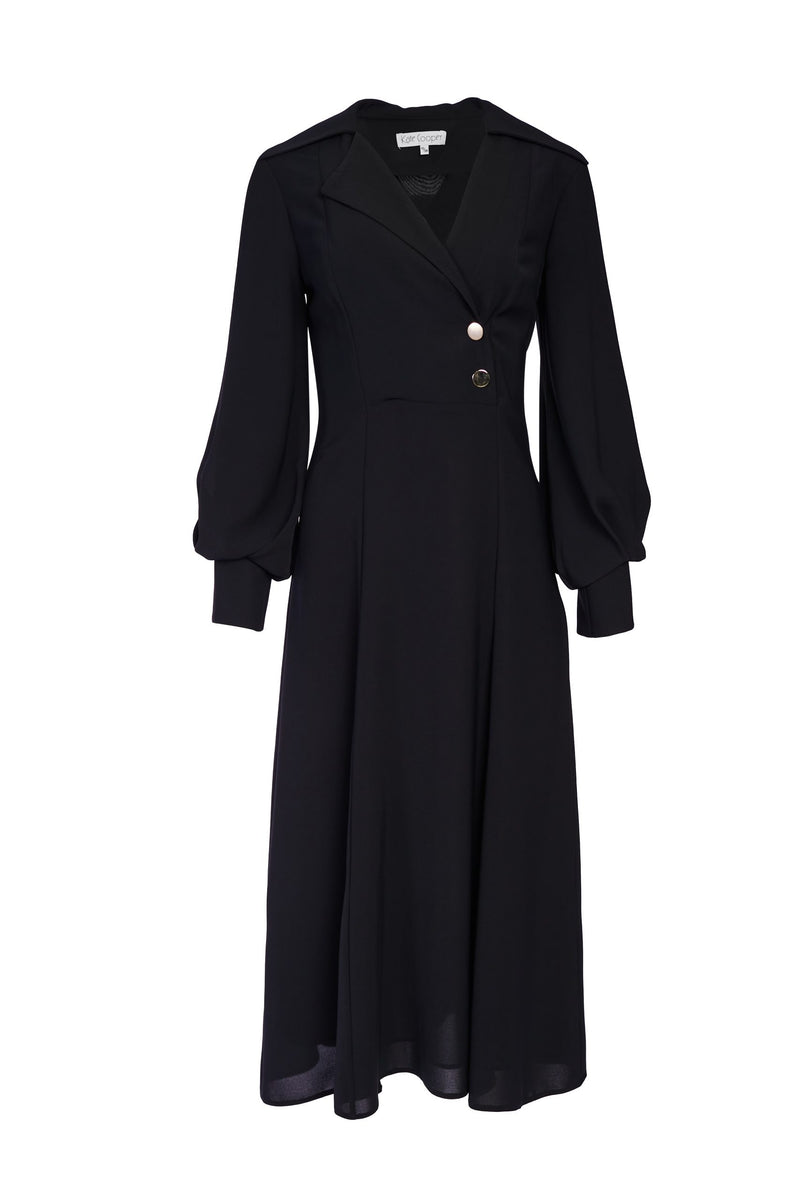 Button Detail Dress - Black