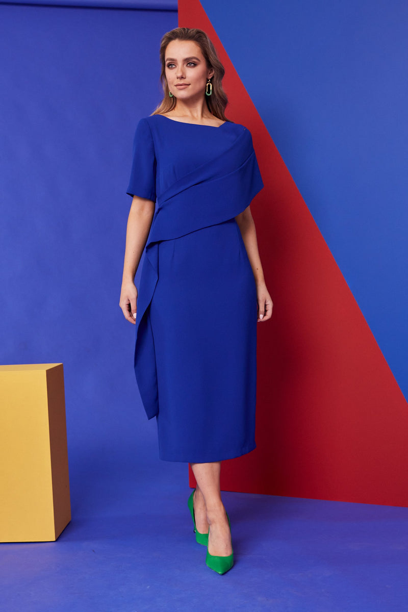 Front Drape Dress - Royal Blue