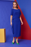 Front Drape Dress - Royal Blue