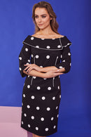 Collar Spot Dress - Black/off White
