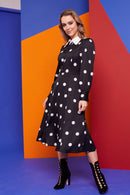 Collar Spot Dress - Black/off White